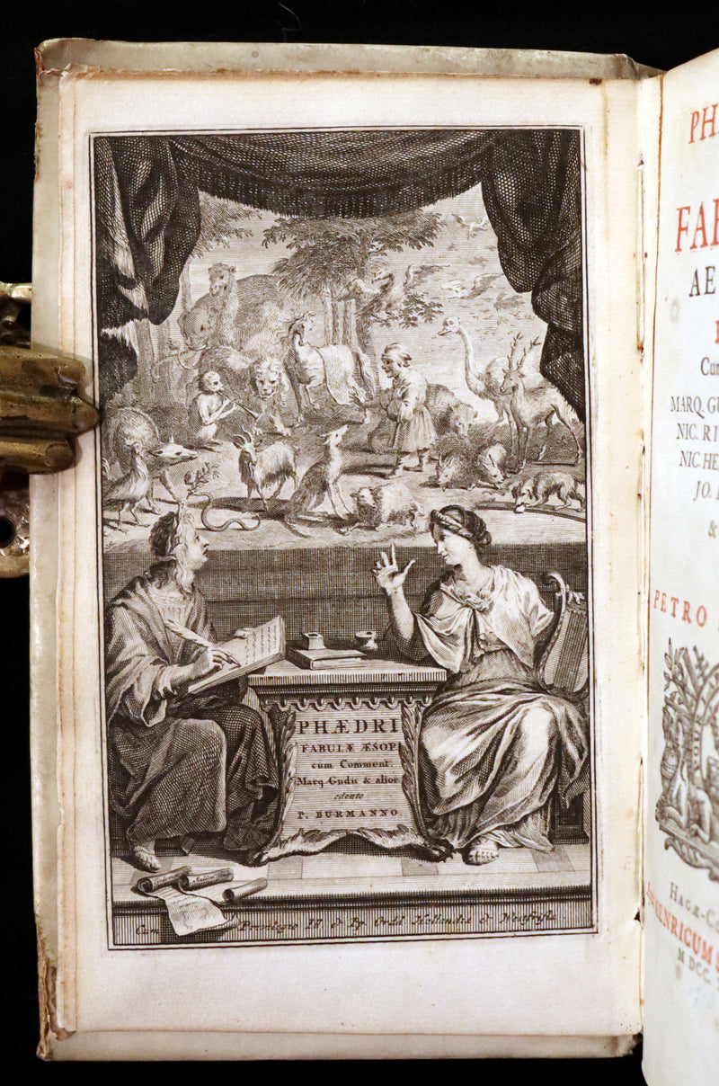 1718 Rare Latin Vellum Book - Phaedrus & AESOP'S FABLES, Fabularum Aesopiarum Libri V.