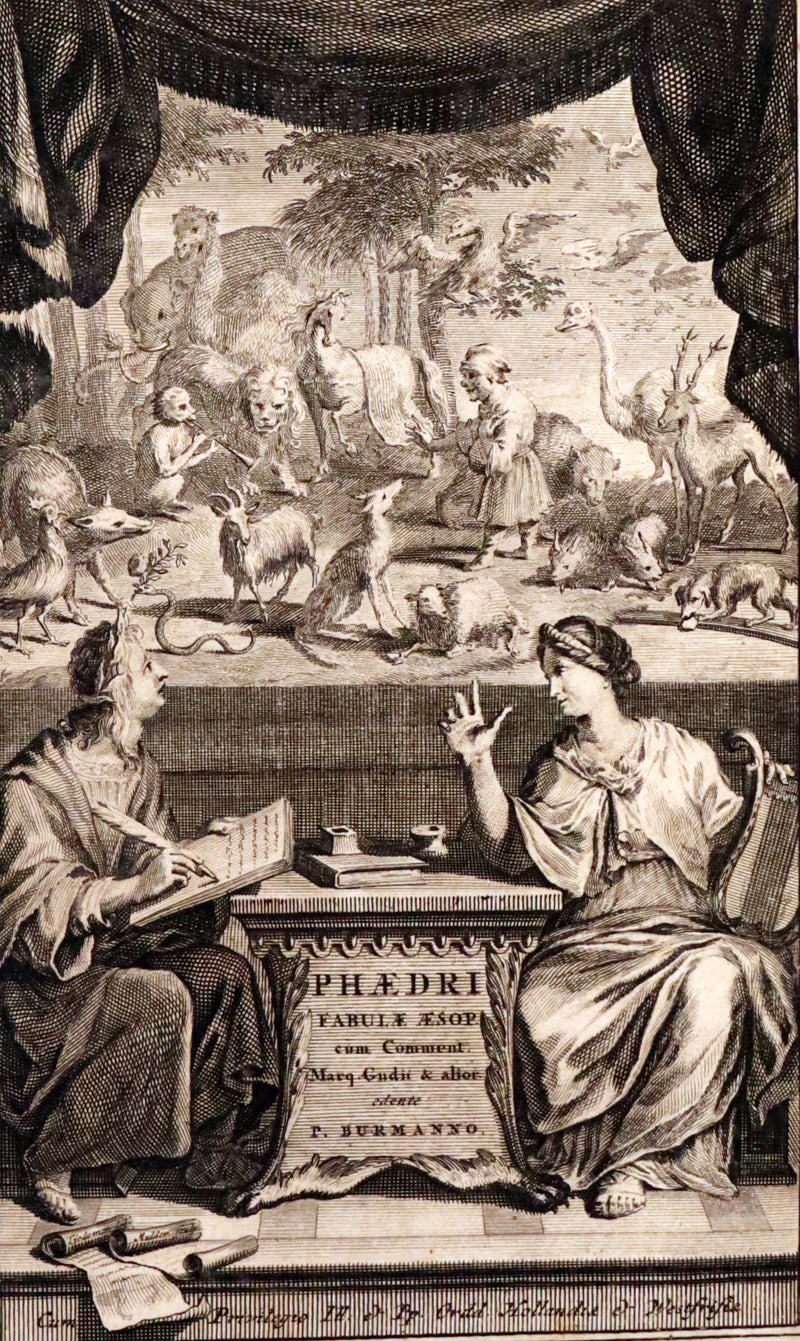 1718 Rare Latin Vellum Book - Phaedrus & AESOP'S FABLES, Fabularum Aesopiarum Libri V.
