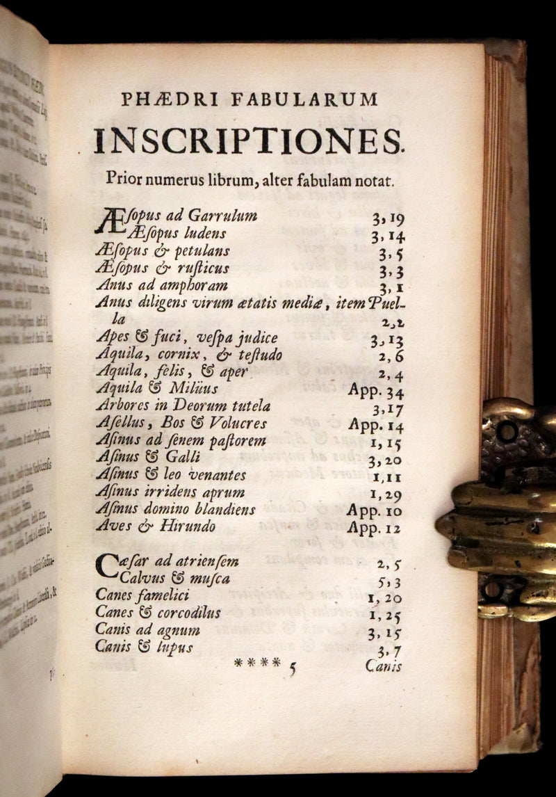 1718 Rare Latin Vellum Book - Phaedrus & AESOP'S FABLES, Fabularum Aesopiarum Libri V.