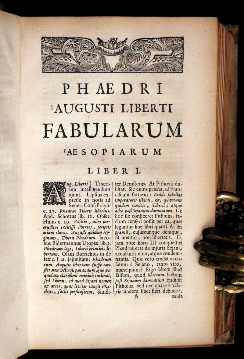 1718 Rare Latin Vellum Book - Phaedrus & AESOP'S FABLES, Fabularum Aesopiarum Libri V.