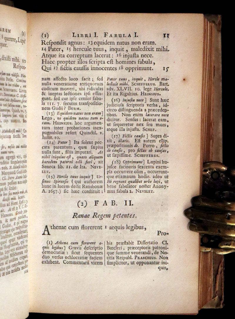 1718 Rare Latin Vellum Book - Phaedrus & AESOP'S FABLES, Fabularum Aesopiarum Libri V.