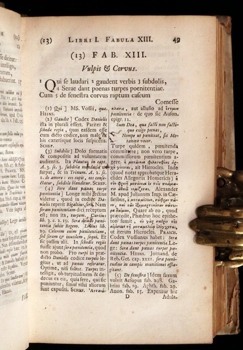 1718 Rare Latin Vellum Book - Phaedrus & AESOP'S FABLES, Fabularum Aesopiarum Libri V.