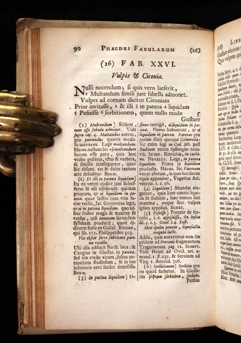 1718 Rare Latin Vellum Book - Phaedrus & AESOP'S FABLES, Fabularum Aesopiarum Libri V.