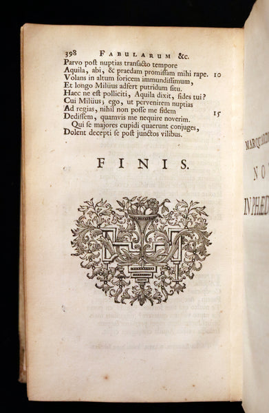 1718 Rare Latin Vellum Book - Phaedrus & AESOP'S FABLES, Fabularum Aesopiarum Libri V.