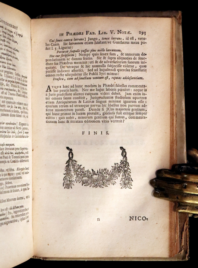 1718 Rare Latin Vellum Book - Phaedrus & AESOP'S FABLES, Fabularum Aesopiarum Libri V.