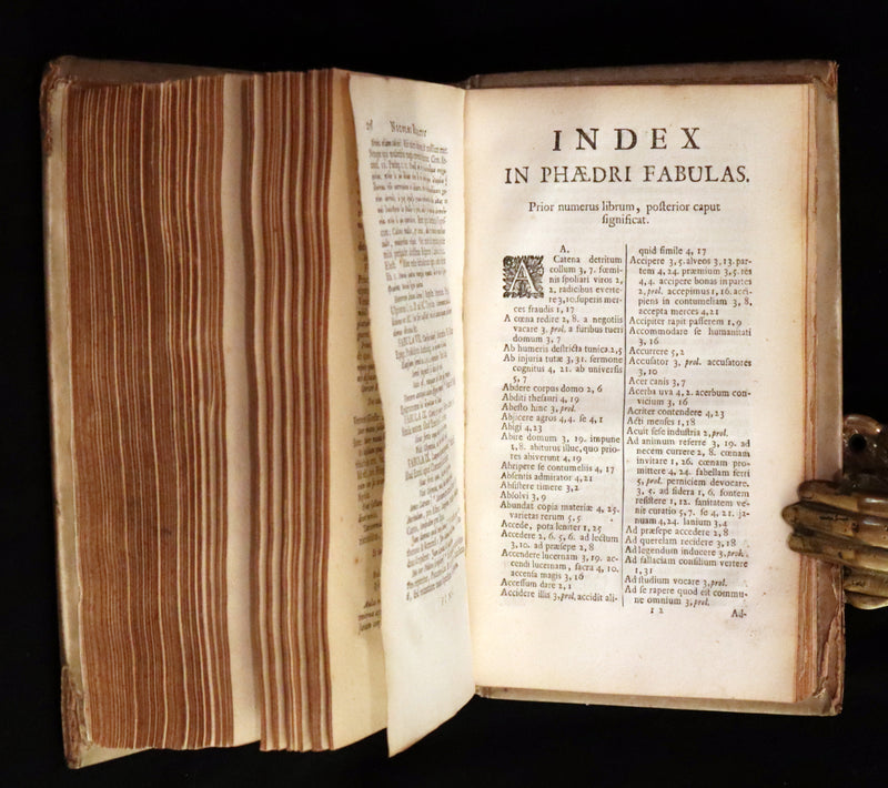 1718 Rare Latin Vellum Book - Phaedrus & AESOP'S FABLES, Fabularum Aesopiarum Libri V.