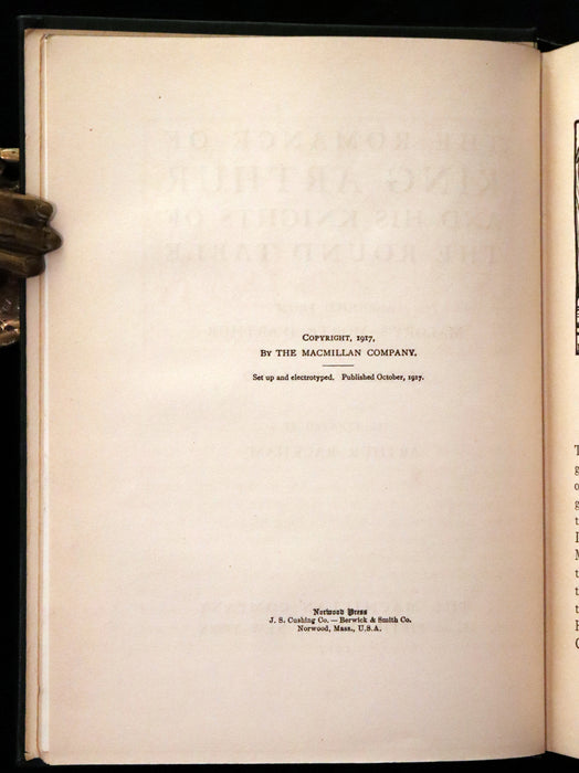 1917 Rare 1st Edition - ROMANCE of KING ARTHUR and His KNIGHTS of the Round Table illustrated by RACKHAM.