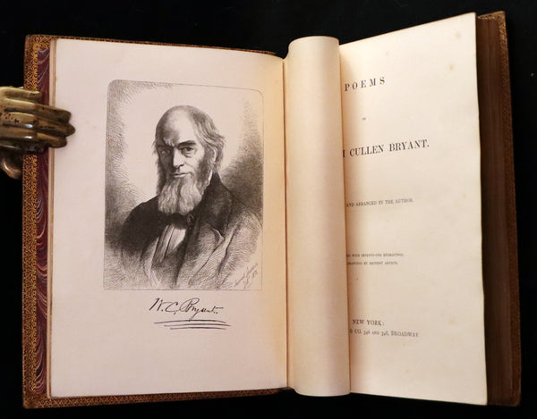1854 Rare with William Cullen Bryant Signature - POEMS by William Cullen Bryant. Illustrated.