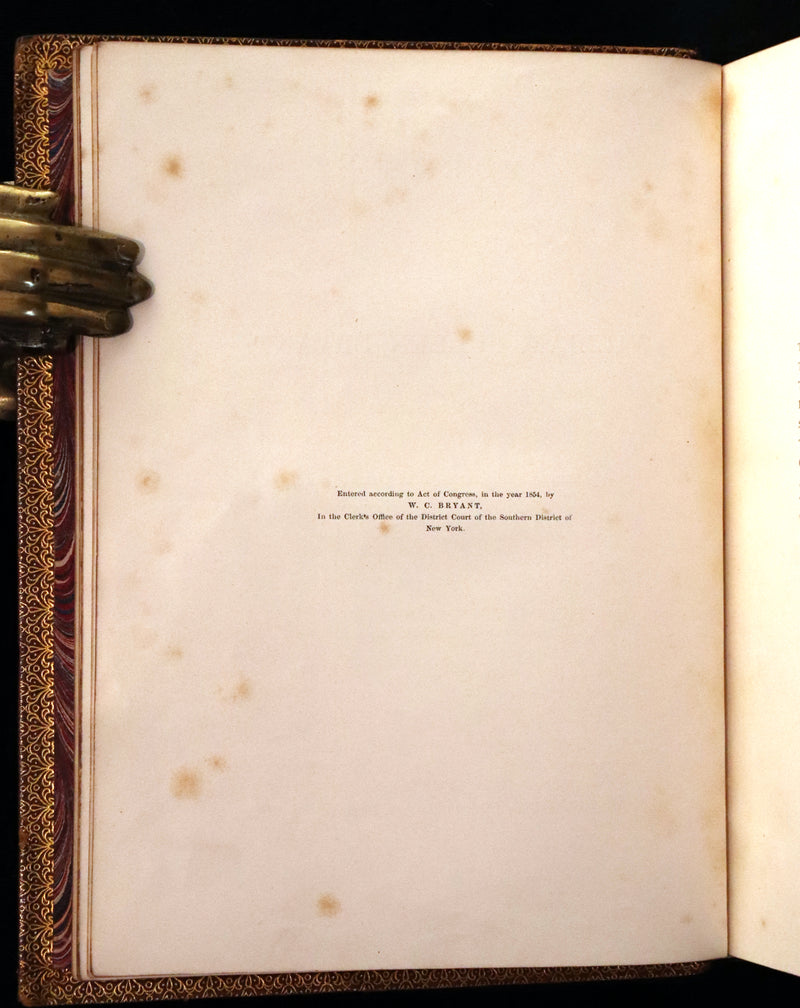 1854 Rare with William Cullen Bryant Signature - POEMS by William Cullen Bryant. Illustrated.