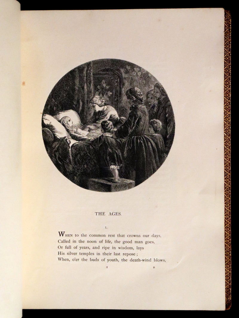 1854 Rare with William Cullen Bryant Signature - POEMS by William Cullen Bryant. Illustrated.