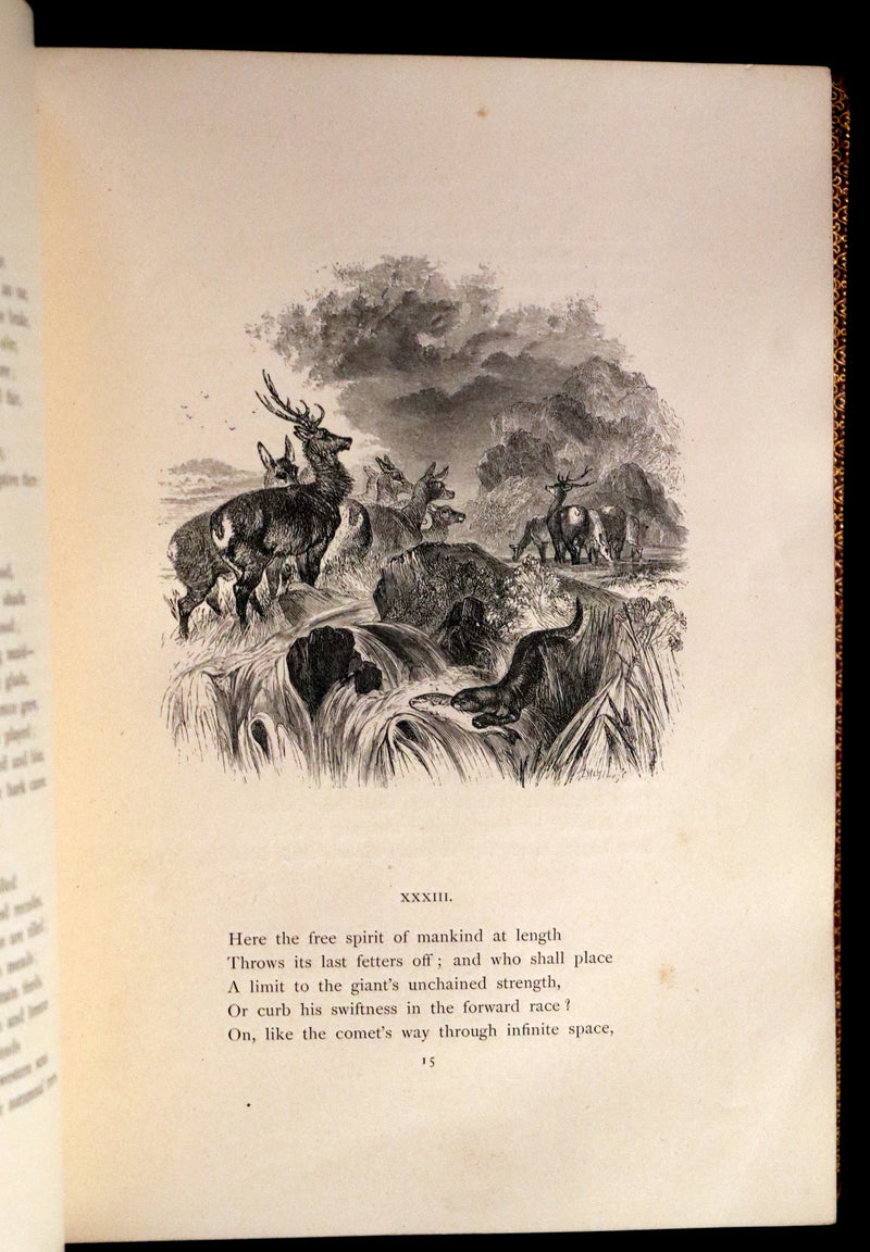 1854 Rare with William Cullen Bryant Signature - POEMS by William Cullen Bryant. Illustrated.