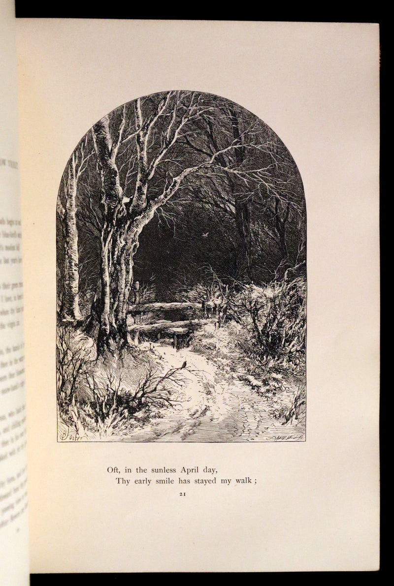 1854 Rare with William Cullen Bryant Signature - POEMS by William Cullen Bryant. Illustrated.
