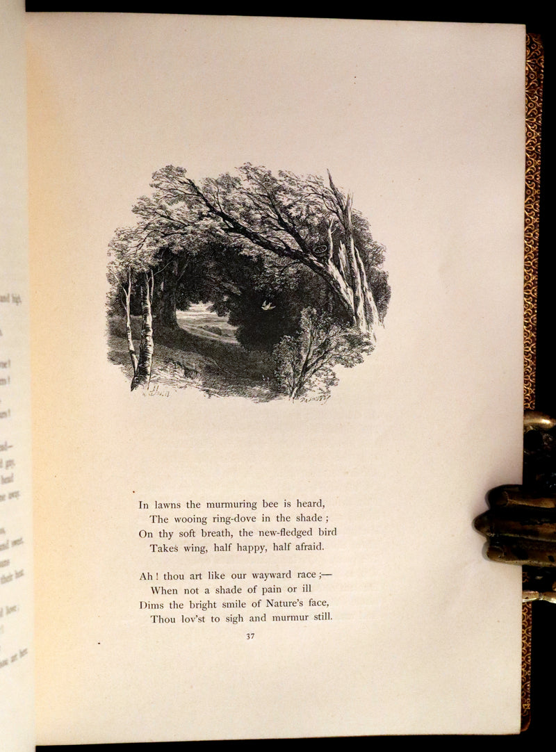 1854 Rare with William Cullen Bryant Signature - POEMS by William Cullen Bryant. Illustrated.