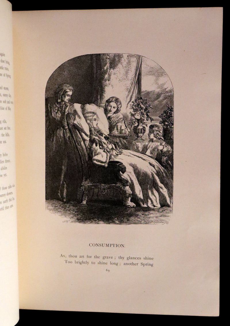 1854 Rare with William Cullen Bryant Signature - POEMS by William Cullen Bryant. Illustrated.