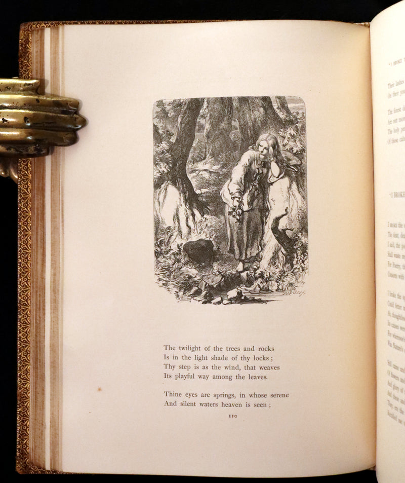 1854 Rare with William Cullen Bryant Signature - POEMS by William Cullen Bryant. Illustrated.