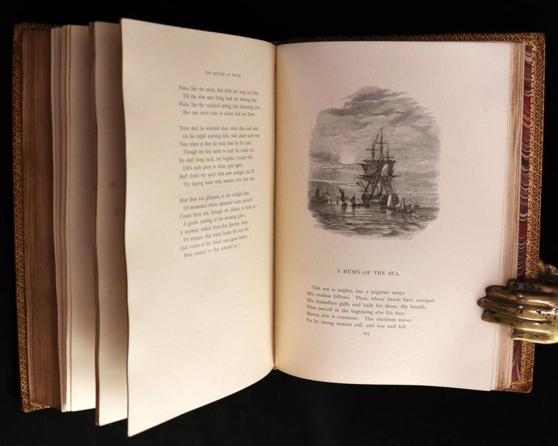 1854 Rare with William Cullen Bryant Signature - POEMS by William Cullen Bryant. Illustrated.