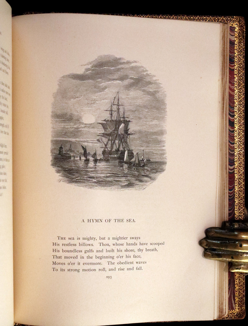 1854 Rare with William Cullen Bryant Signature - POEMS by William Cullen Bryant. Illustrated.