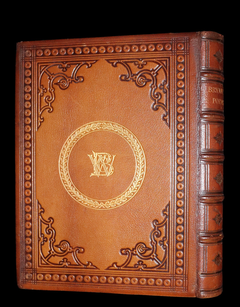 1854 Rare with William Cullen Bryant Signature - POEMS by William Cullen Bryant. Illustrated.