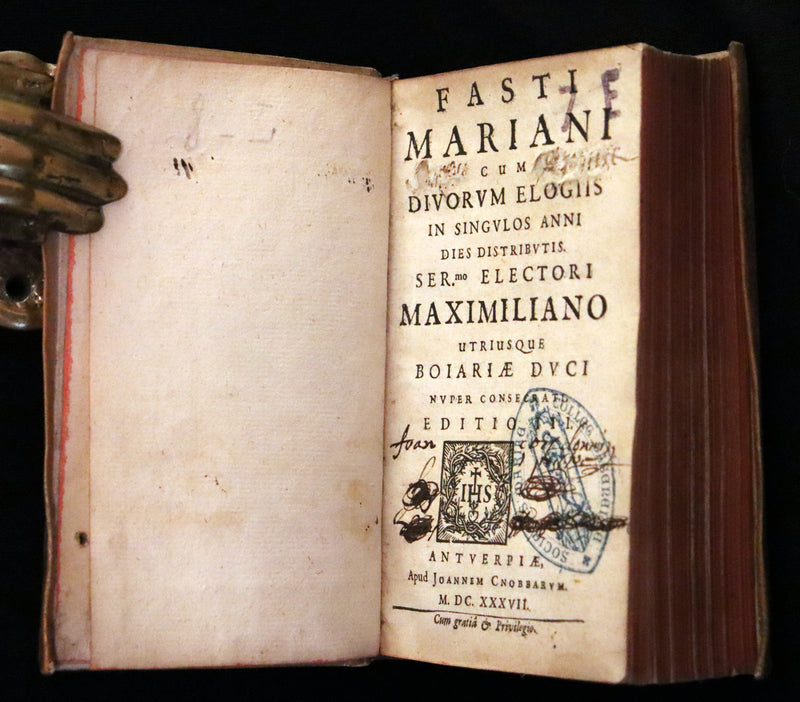 1637 Rare Latin Vellum Book - Jesuit Andreas Brunner - FASTI MARIANI.