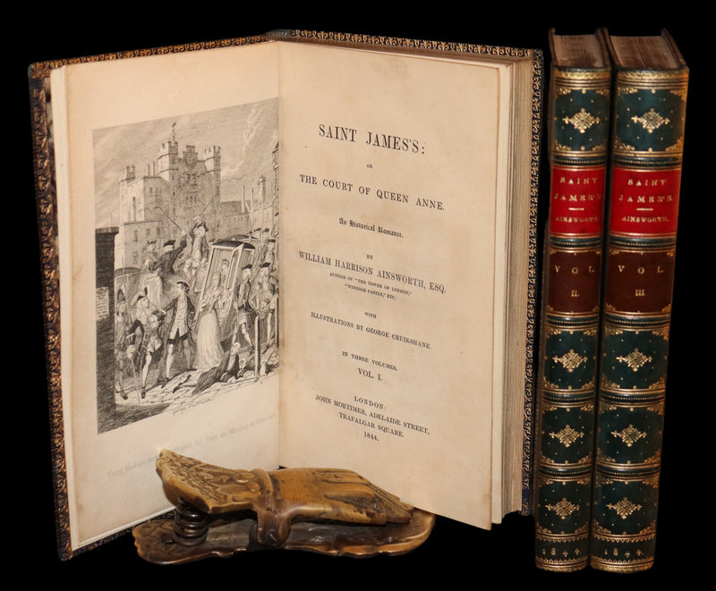 1844 Rare First Edition - Saint James's: or, The Court of Queen Anne by William Harrison Ainsworth illustrated by Cruikshank.