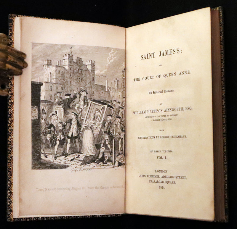 1844 Rare First Edition - Saint James's: or, The Court of Queen Anne by William Harrison Ainsworth illustrated by Cruikshank.