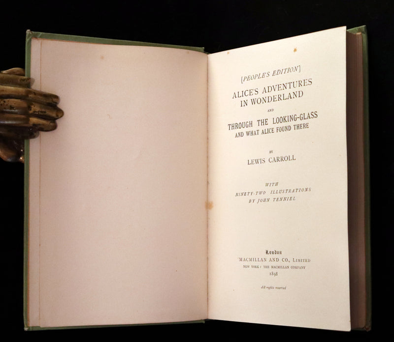 1898 Rare Two volumes in One - Alice's Adventures in Wonderland & Through the Looking Glass by Lewis Carroll.