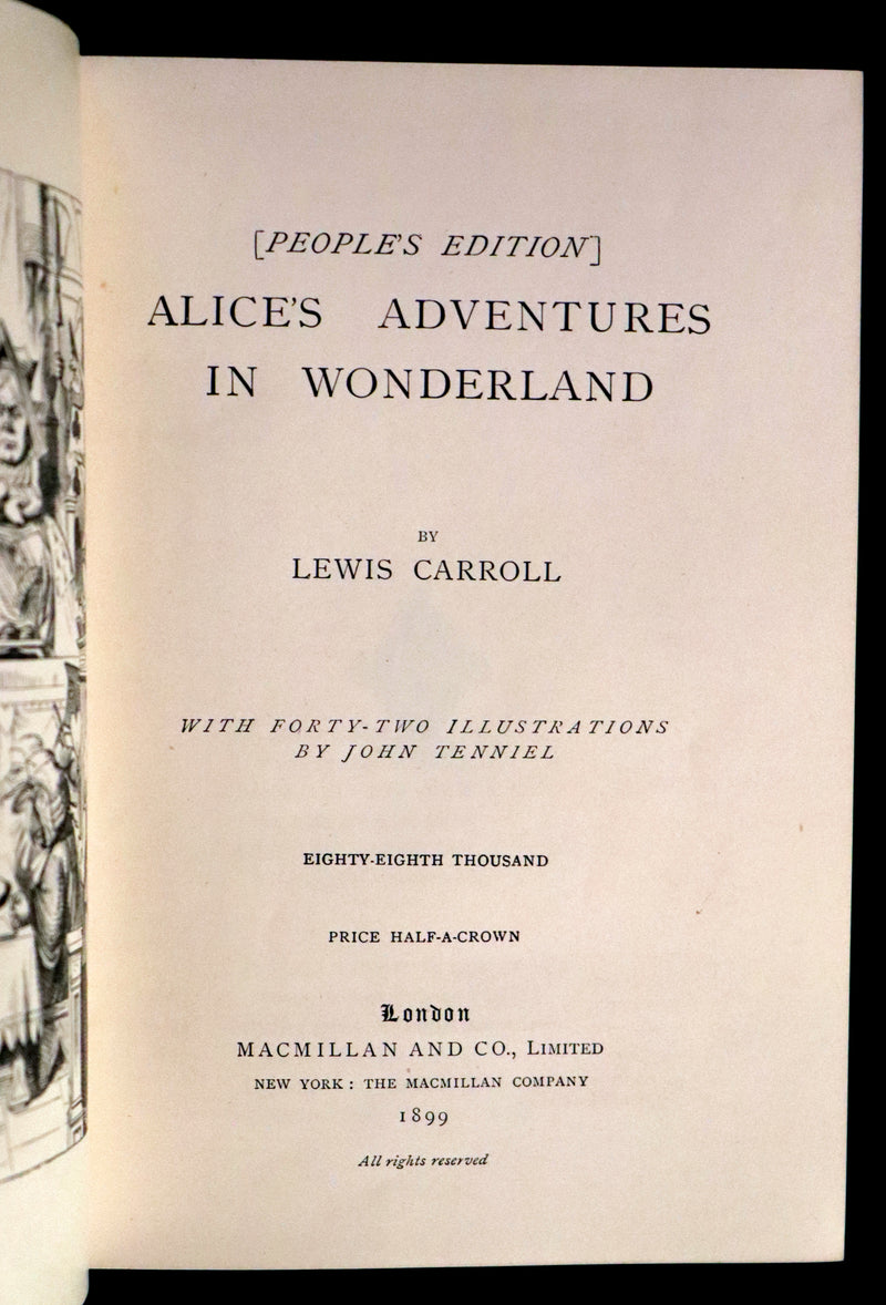 1898 Rare Two volumes in One - Alice's Adventures in Wonderland & Through the Looking Glass by Lewis Carroll.