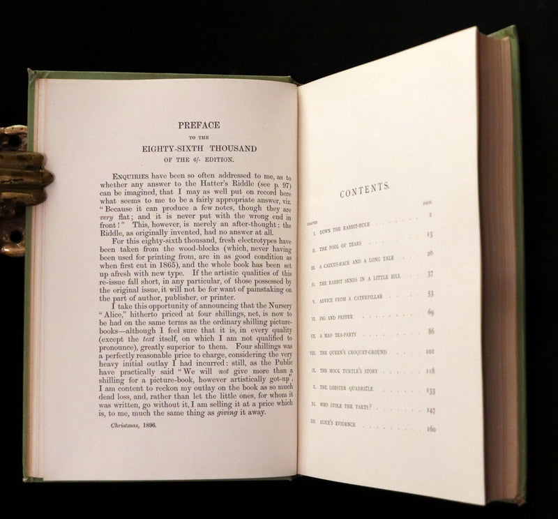 1898 Rare Two volumes in One - Alice's Adventures in Wonderland & Through the Looking Glass by Lewis Carroll.