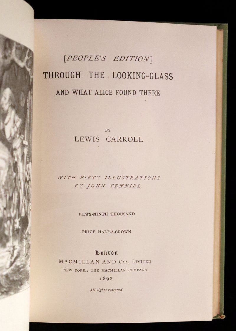 1898 Rare Two volumes in One - Alice's Adventures in Wonderland & Through the Looking Glass by Lewis Carroll.