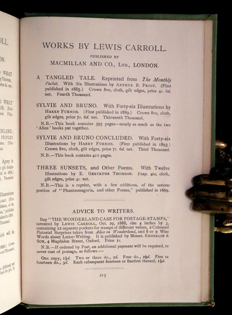 1898 Rare Two volumes in One - Alice's Adventures in Wonderland & Through the Looking Glass by Lewis Carroll.