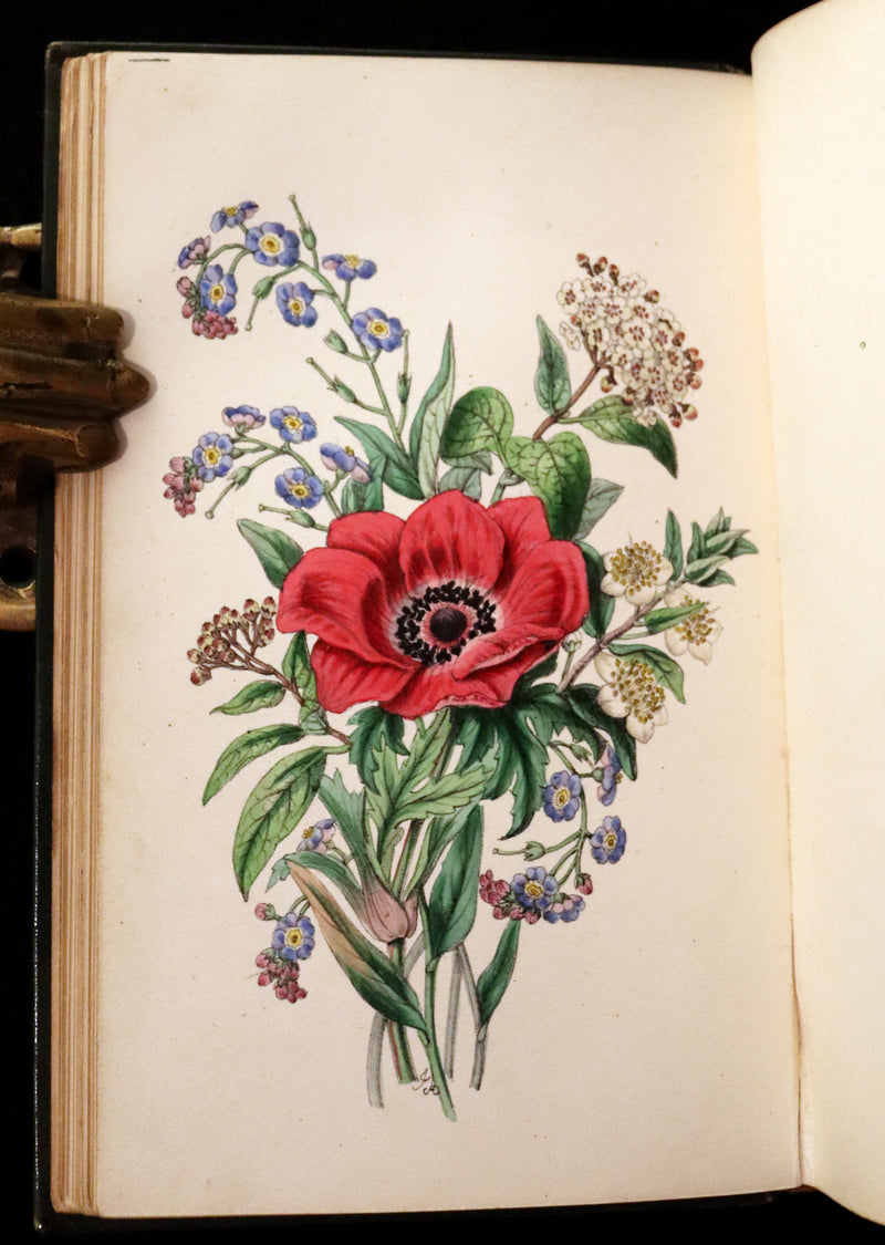 1847 Scarce Floriography First Edition ~ The Poetical Language of Flowers or the Pilgrimage of Love by Thomas Miller.
