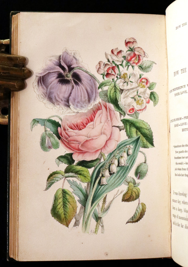 1847 Scarce Floriography First Edition ~ The Poetical Language of Flowers or the Pilgrimage of Love by Thomas Miller.