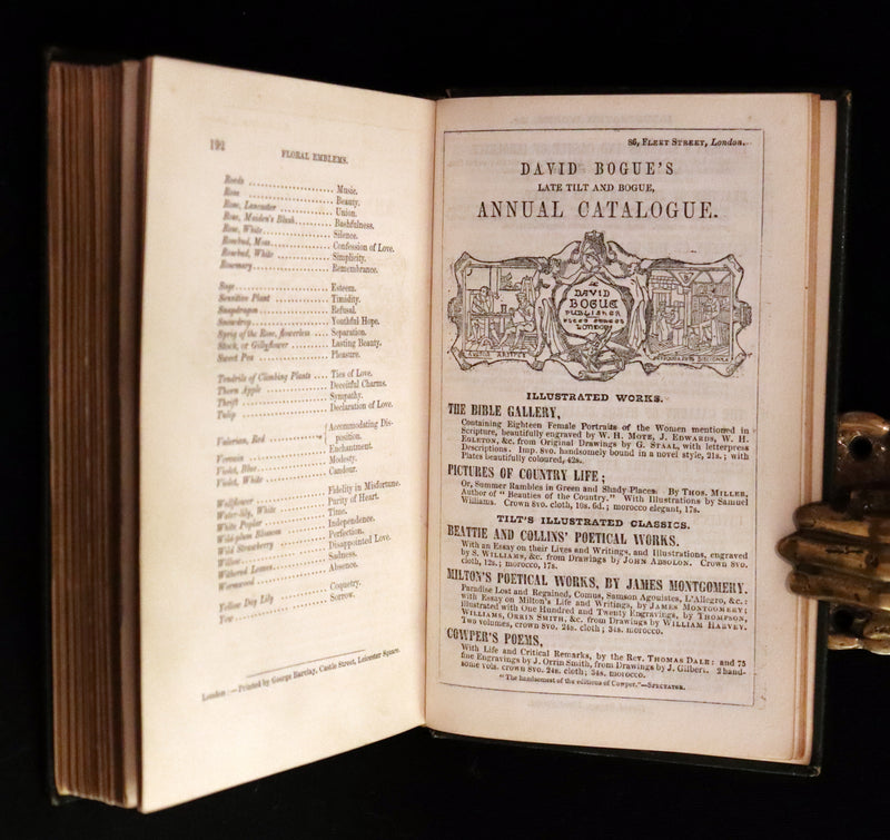 1847 Scarce Floriography First Edition ~ The Poetical Language of Flowers or the Pilgrimage of Love by Thomas Miller.