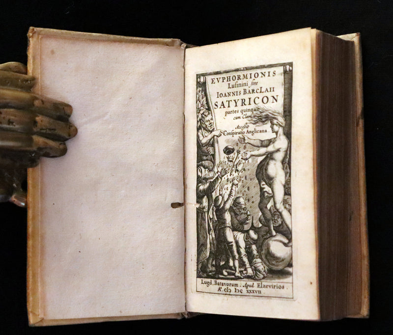 1637 Rare Latin Vellum Book - The Satyricon by Scottish writer John Barclay with account of the Gunpowder Plot of 1605.