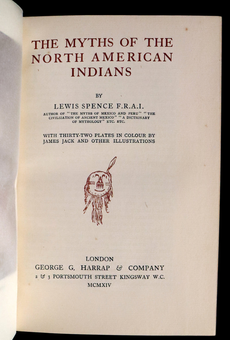 1914 Nice First Edition in a Bayntun Binding - The Myths of the North American Indians by Lewis Spence. Illustrated.