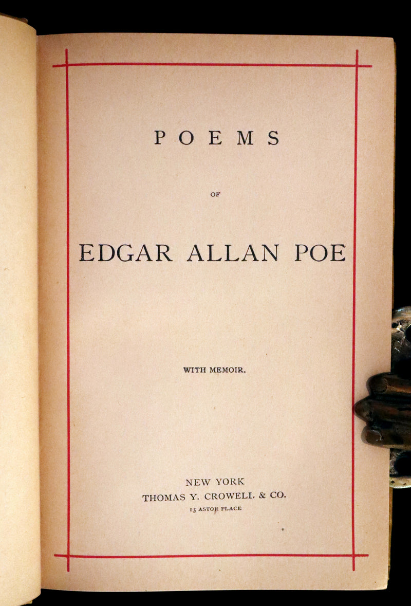 1882 Rare Victorian Book - Poems by Edgar Allan POE with Memoir (The Raven, Lenore, Ulalume, ...)