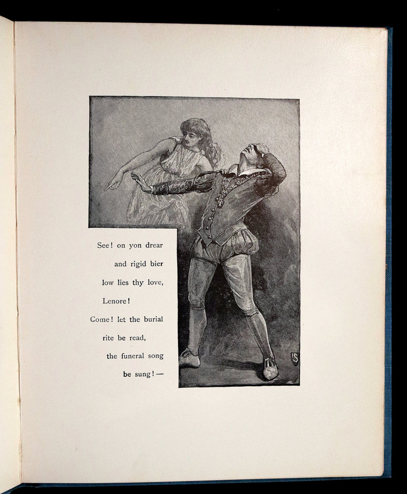 1886 Scarce Victorian Book - LENORE by Edgar Allan POE, First Illustrated edition by Henry Sandham.
