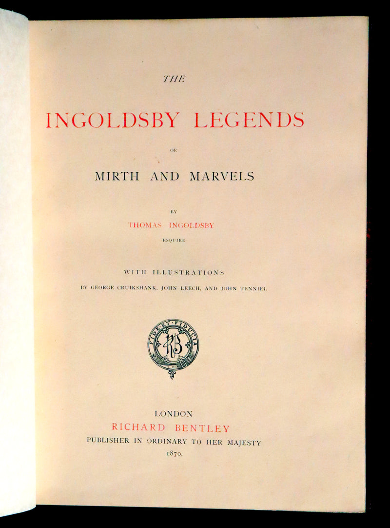 1870 Beautiful Binding - INGOLDSBY LEGENDS Illustrated by Cruikshank, Leech and Tenniel.