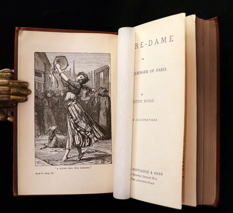 1890 Rare Victorian Book - Notre-Dame or The Bellringer of Paris by Victor Hugo. Gothic.