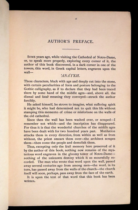 1890 Rare Victorian Book - Notre-Dame or The Bellringer of Paris by Victor Hugo. Gothic.