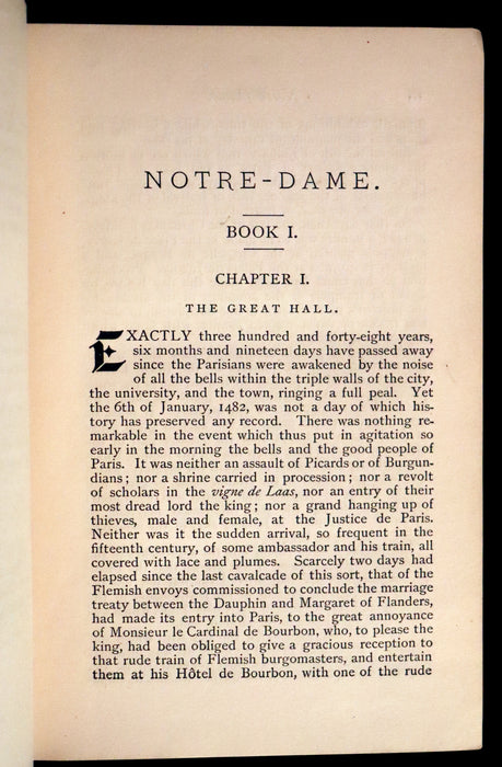 1890 Rare Victorian Book - Notre-Dame or The Bellringer of Paris by Victor Hugo. Gothic.