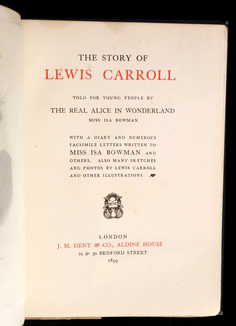 1899 First Edition - The Story of Lewis Carroll. Told for young people by the real Alice in Wonderland, Miss Isa Bowman.