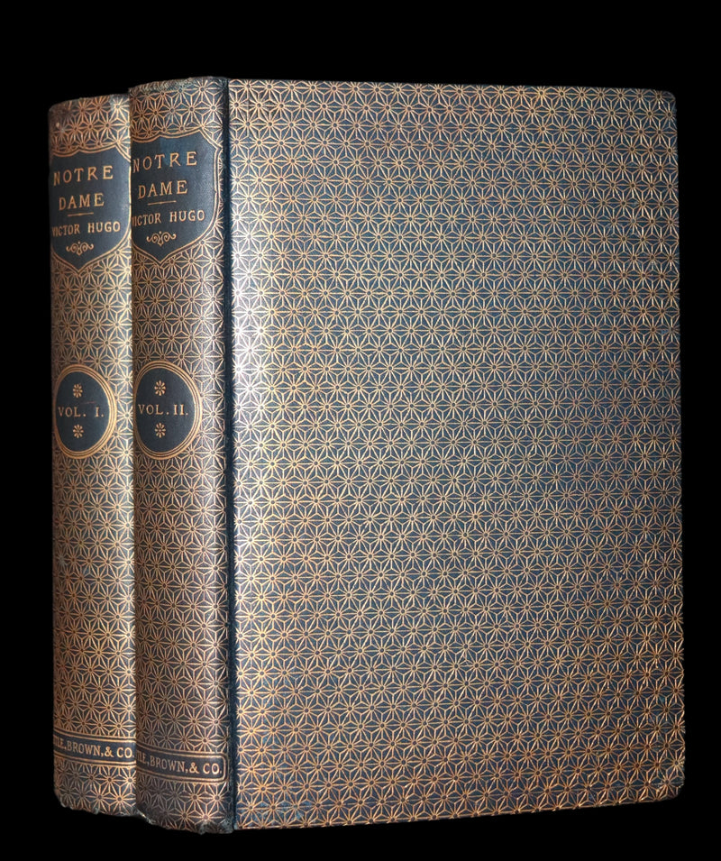 1897 Rare Victorian Book set - NOTRE-DAME de Paris, The Hunchback of Notre-Dame by Victor Hugo. Gothic.
