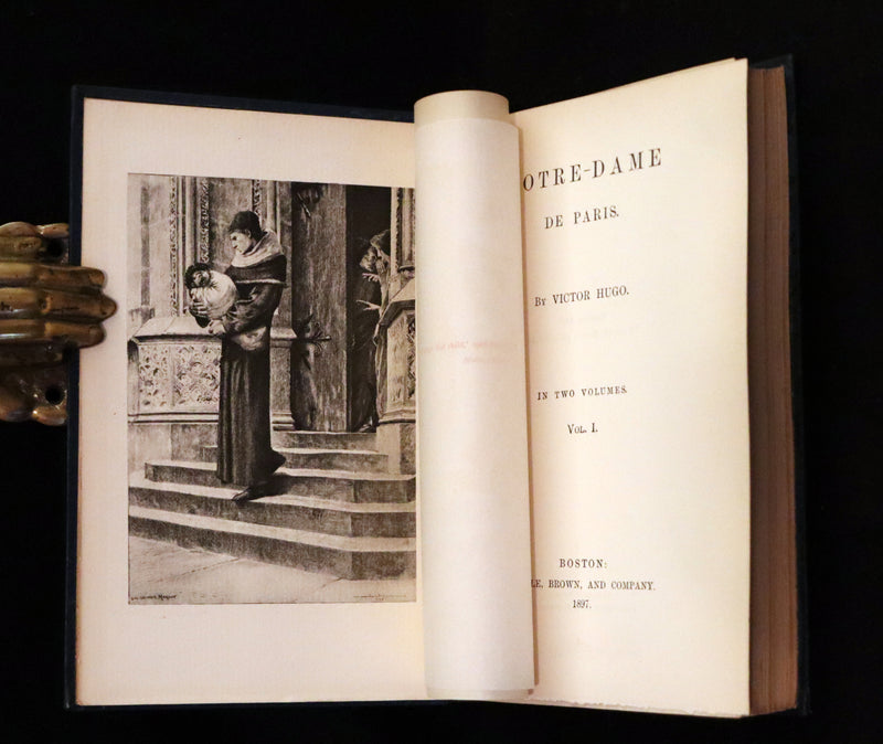 1897 Rare Victorian Book set - NOTRE-DAME de Paris, The Hunchback of Notre-Dame by Victor Hugo. Gothic.