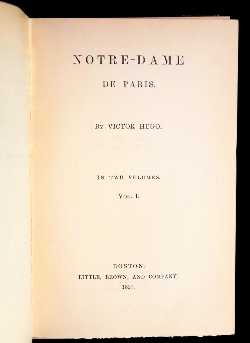 1897 Rare Victorian Book set - NOTRE-DAME de Paris, The Hunchback of Notre-Dame by Victor Hugo. Gothic.