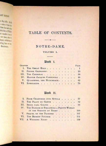 1897 Rare Victorian Book set - NOTRE-DAME de Paris, The Hunchback of Notre-Dame by Victor Hugo. Gothic.