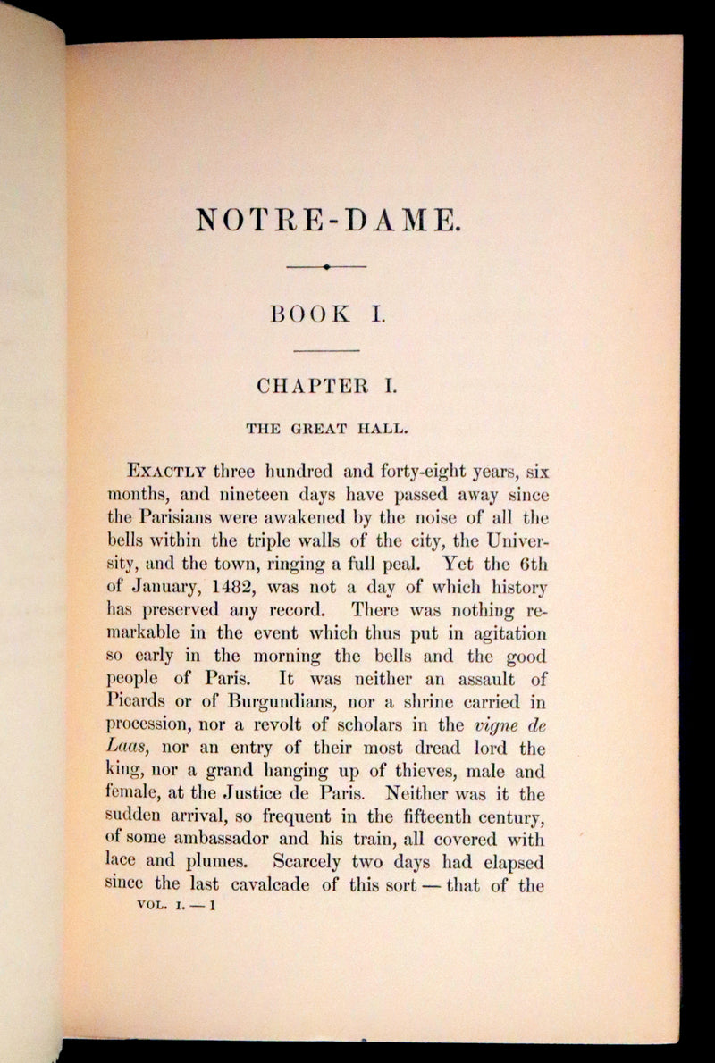 1897 Rare Victorian Book set - NOTRE-DAME de Paris, The Hunchback of Notre-Dame by Victor Hugo. Gothic.