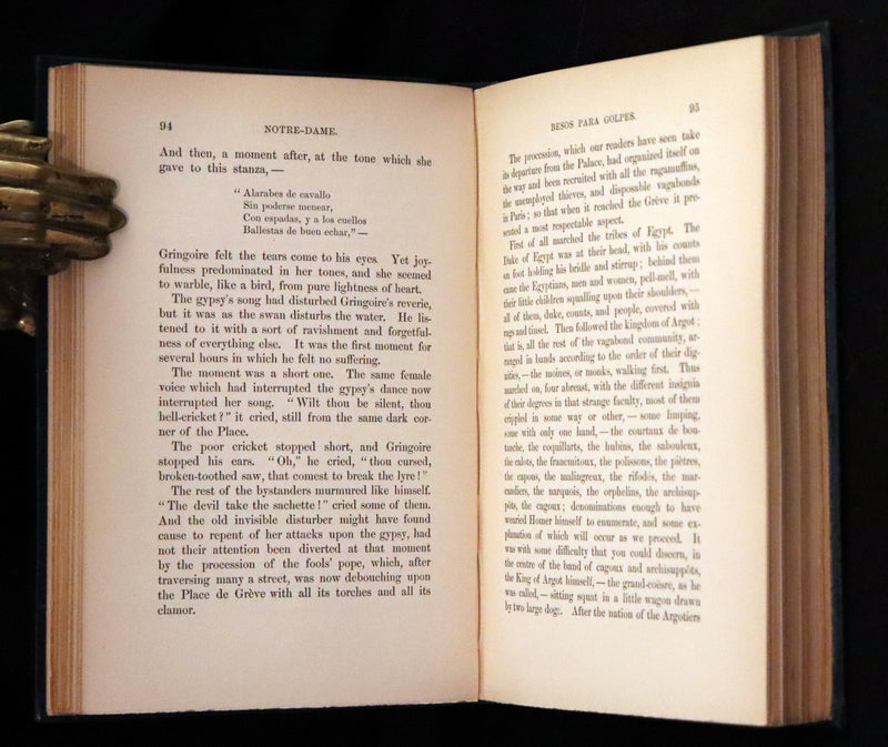 1897 Rare Victorian Book set - NOTRE-DAME de Paris, The Hunchback of Notre-Dame by Victor Hugo. Gothic.