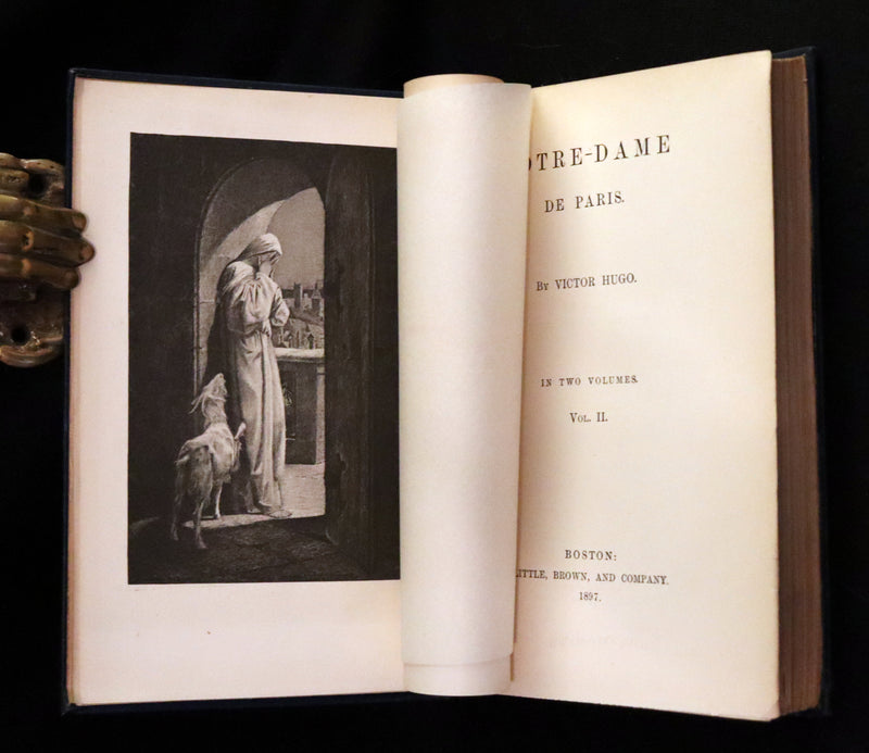 1897 Rare Victorian Book set - NOTRE-DAME de Paris, The Hunchback of Notre-Dame by Victor Hugo. Gothic.