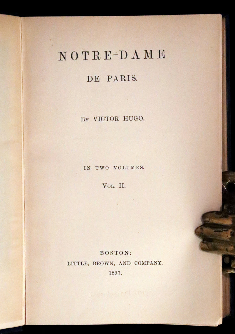 1897 Rare Victorian Book set - NOTRE-DAME de Paris, The Hunchback of Notre-Dame by Victor Hugo. Gothic.